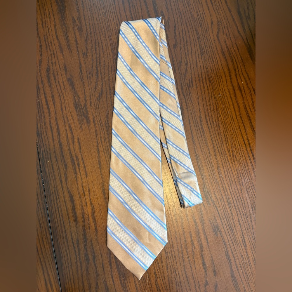 Michael Kors Tan and Blue Diagonal Striped Tie